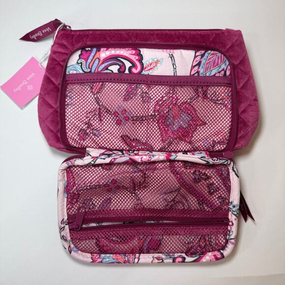 Vera Bradley Majestic Magenta Pink Zip Compact Organizer Quilted Velvet NWT - Picture 4 of 7
